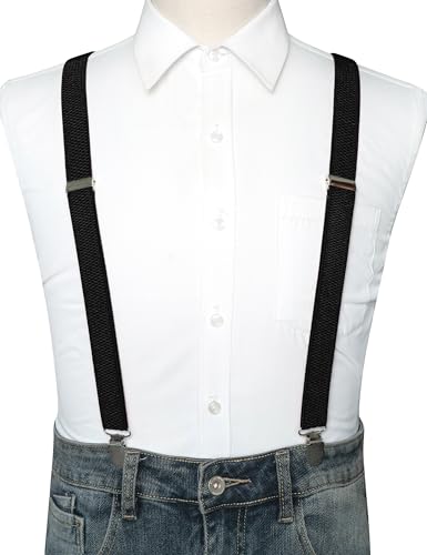 Image of RBOCOTT Mens Solid Color Suspender with 3 Cilps Adjustable Braces