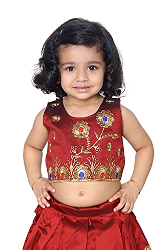 Image of Girl's Tafetta Silk Readymade Lehenga Choli