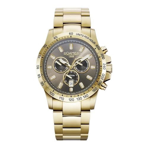 Montre chronographe homme Roamer 861837 Rimini quartz en acier inoxydable doré