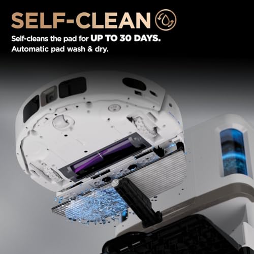 Shark PowerDetect Robot Vacuum and Mop with 60-Day Self-emptying and Cleaning Base - 3D LiDAR Navigation - Wi-Fi/App - 3 Anti-microbial Pads, 1 Odour Cartridge and 2 Brushes Incl. - White - Image 6