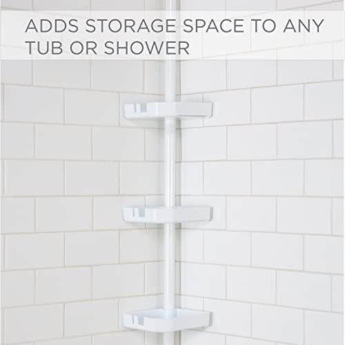 Bath Bliss 4 Tier Tensions Corner Shower Caddy | Shelves| Adjustable 48“-101”| Bathroom Organizer| Bathtub And Shower Stall| Holds Large Bottles| Soap| Shampoo| Washcloths| Matte White. #TOP2