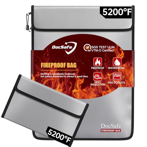 DocSafe Fireproof Document Bag (5200℉) with Fireproof Organizer Travel Case,Heat Insulated...