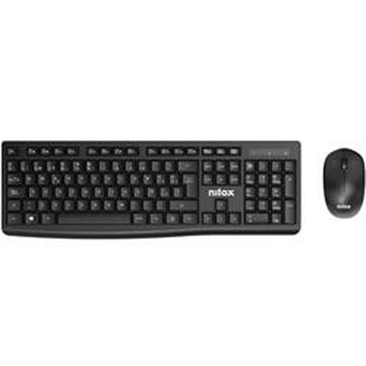 Nilox Keyboard and Mouse NXKMWE012 Black QWERTY Spanish