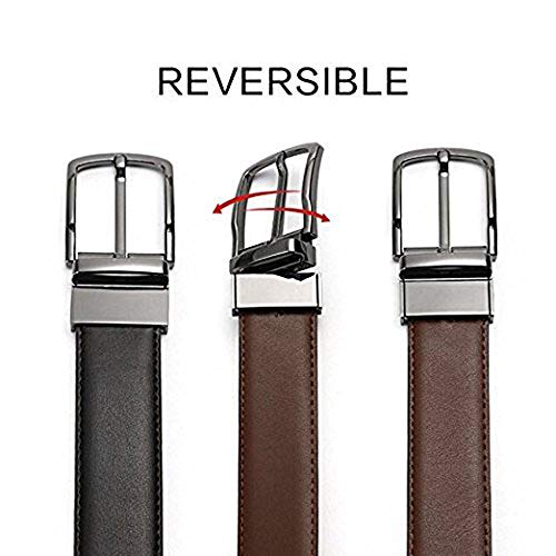 Image of USL Reversible Vegan Leather Belt for Men - Black & Brown, 2-in-1 Formal /Casual upto 54 inches of waist