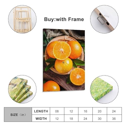 Poster fruits oranges fraîches panier bambou déco murale salon 40x60cm - 2