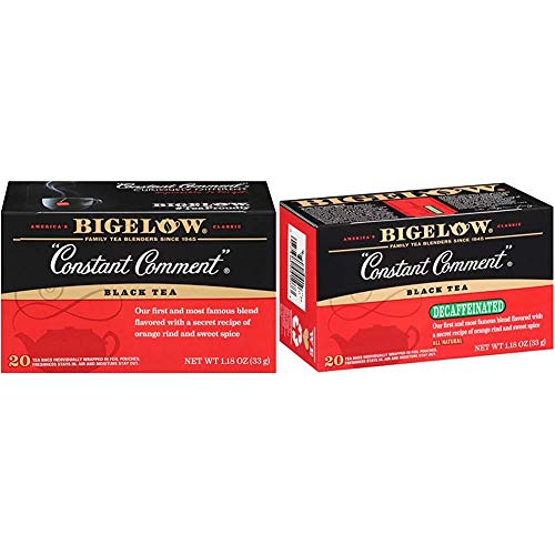 Bigelow Constant Comment Black Tea Bags 20 Count Box (Pack of 6), Caffeinated Black Tea Bags & Decaffeinated Constant Comment Black Tea Bags, 20 Count Box (Pack of 6) Decaf Black Tea