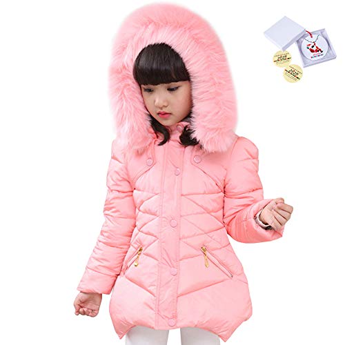 LSERVER Mädchen Dicke warme Daunenjacke Kinder Mode Winterjacke, Rosa, 122/128(Fabrikgröße: 130) Cover