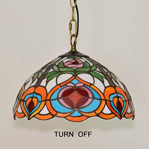 Lustre Tiffany suspendu avec plafonnier en verre coloré rétro pour chambre et couloir - 7