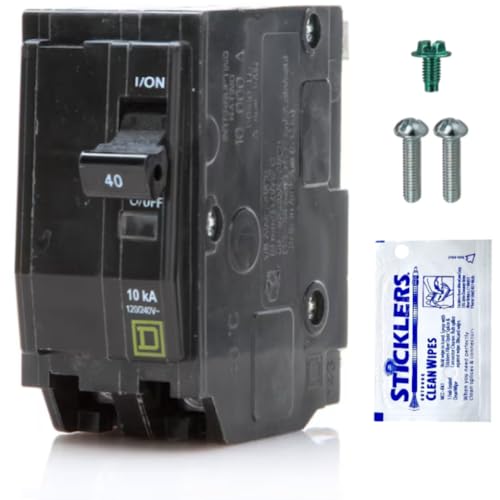 FalconSupply Genuine Square D QO240 Circuit Breaker Kit, 40 Amp (40A) Double Pole (2 Pole), 120/240V AC, 10kAIC, Plug-in Mount for QO Load Centers & Panels, Visi-Trip Indicator, New Replacement