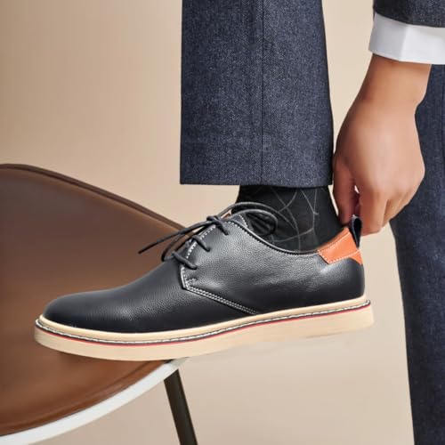 Image of Mens Derby Shoes Casual Lace Up Dress Shoes Lightweight Synthetic Leather Work Shoes with Non Slip Rubber Sole
