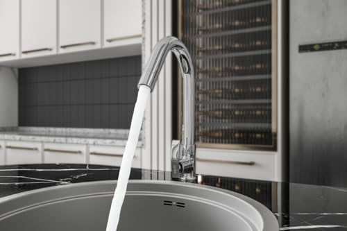 Image of GLOXY Premium Swan Neck Kitchen Sink Tap with 360 Degree Swivel Spout Delight Lever with Chrome Finish - Deck Mounted Wash Basin Tap for Kitchen Sink & Bathroom