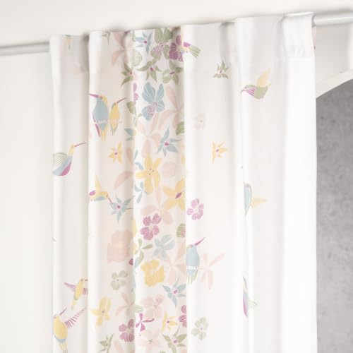 Image of Tranquebar Curtain Co. Window Curtains, 60-65% Room Darkening, Pink-Yellow Floral Print, Cotton Curtains for Window, Cotton Curtains 5 Feet Long Single Piece, BackTabs, Frida (152 cm) - Single Piece