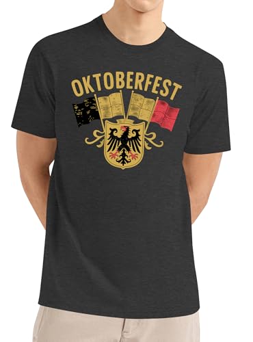 Oktoberfest Tee Shirts Men: Let's Get Schnitzel Faced Shirt Vintage German Oktoberfest Party Tops Short Sleeve2