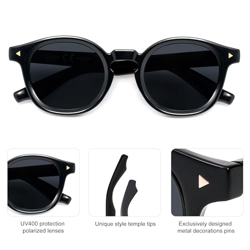 SOJOS Retro Polarized Round Sunglasses Womens Mens Vintage Panto Sun Glasses 70s 80s 90s Circle Shades SJ23784