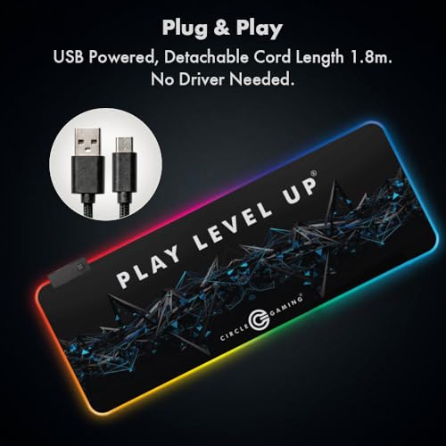 Image of Circle Rapid X1 RGB Gaming Mousepad - Large 80x30cm Extended Mousepad | 7 LED Modes, Non-Slip Rubber Base, Waterproof, 4mm Thick