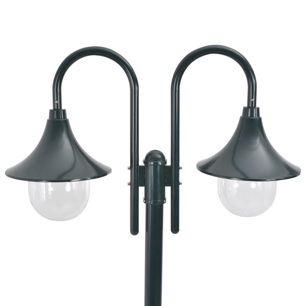 vidaXL Farolas Jardín Aluminio 2 Luces Verde Oscuro 220 cm Iluminación Patio