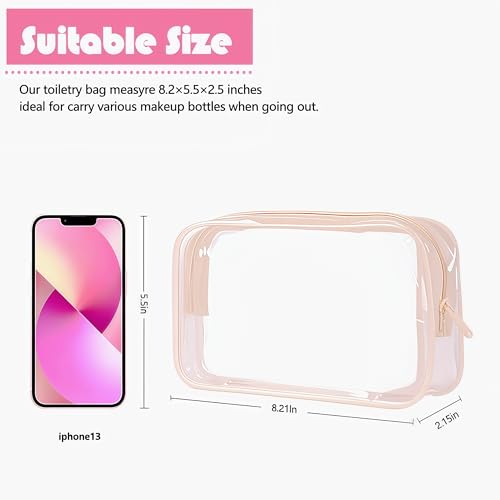 6 Packs Clear Cosmetics Bags for Women Men Waterproof Toiletry Bags PVC Makeup Bags Organizer Case with Zipper for Travel Bathroom (6 pink Colors)2