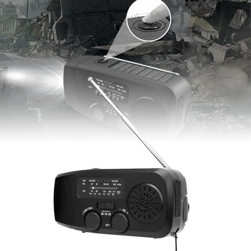 Notfallwetter Radio Solar Handkurbel mit 2000mAh Batterie, AM/FM/WB -Empfänger, Tragbares IPX3 -Radio für Camping Im Freien – Bild 8