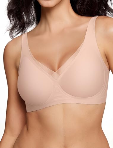 Image of ProKloud WirelessTriangle Bralettes for Women Plunge Unlined Unpadded Bras | No Underwire Comfortable Everyday Tshirt Bra,Hook and Eye Closure