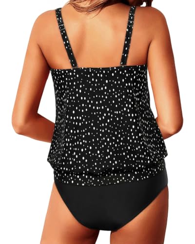 Image of Yonique Two Piece Tankini Swimsuits for Women Blouson Bathing Suits Modest Swimwear