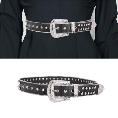 Female PU Belt Rhinestones Studded Waist Belt For Pants Jeans Teens Girl Fashion Pin Buckle Belts Waist Decorative Belt2