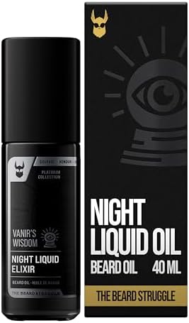 The Beard Struggle Night Liquid Elixir Beard Oil - Platinum Collection - Vanir's Wisdom (1.35 Fl oz) - Beard Oil for Men - Natural Blend for Softens, Moisturizing, & Healthier Beard Growth
