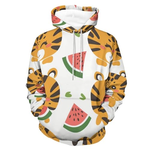 Sweat à capuche pastèque tigre hoodie manches longues sweatshirt pullover S