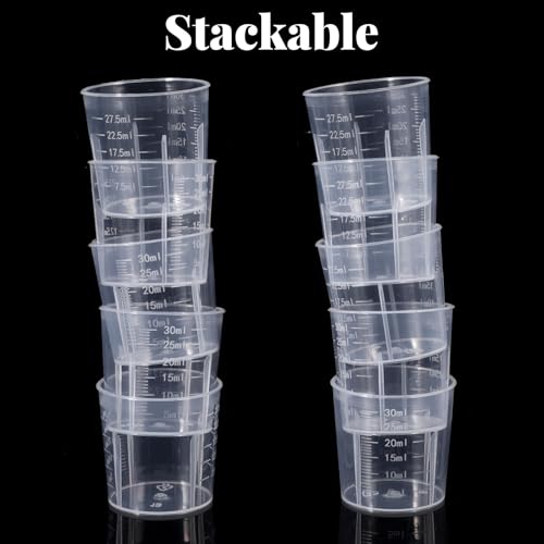 10 vasos medidores plásticos 30 ml transparentes miniatura 5