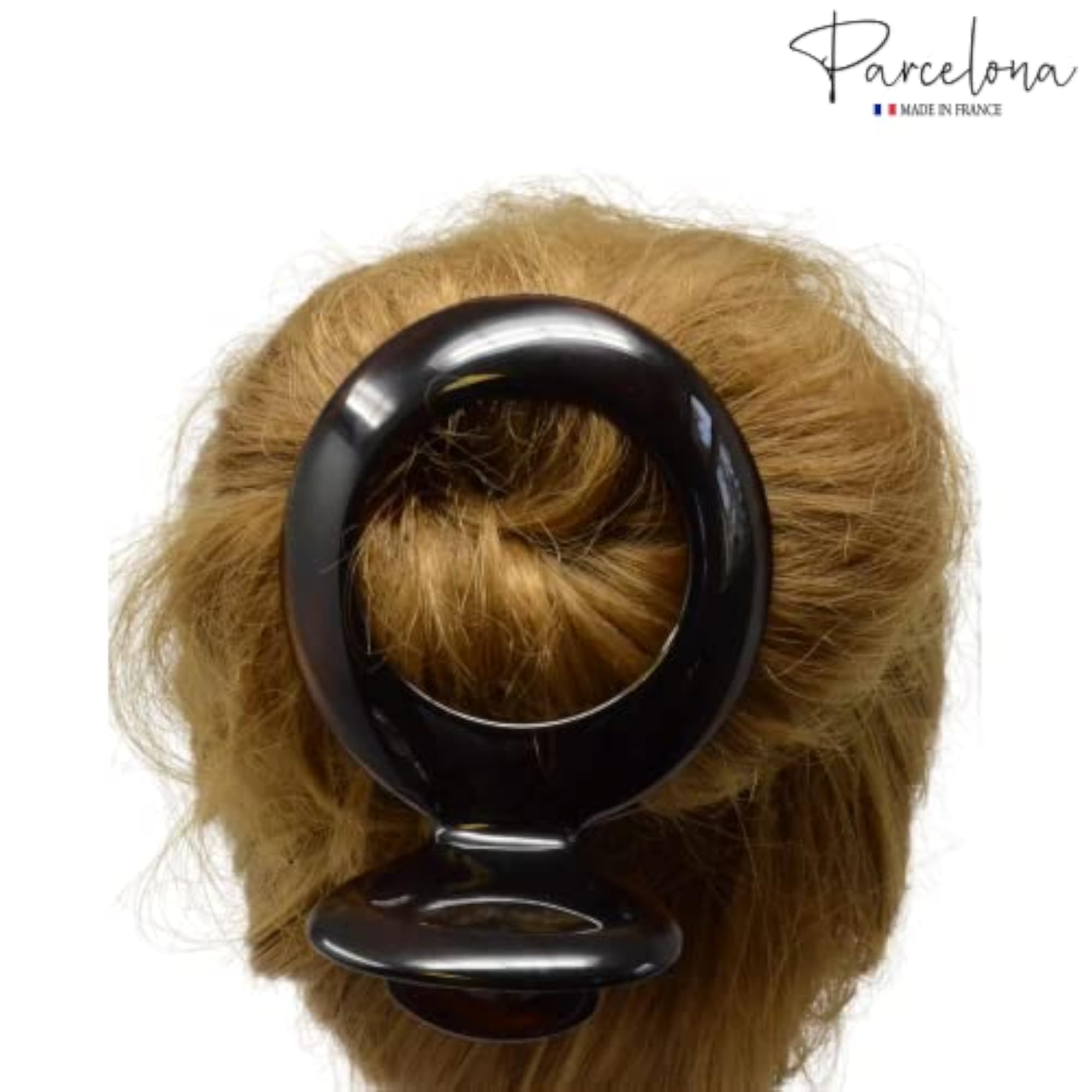 French Large Round Shell Brown Hair Claw