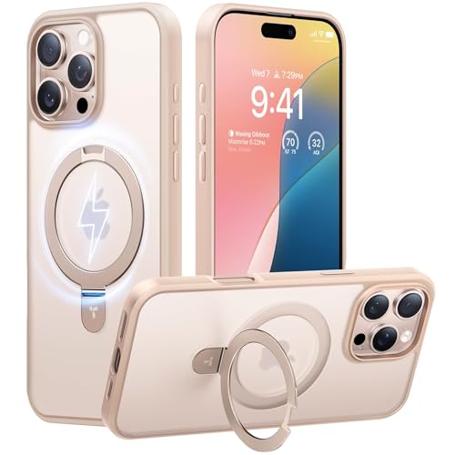 Coque iPhone 16 Pro TORRAS Ostand Q1 Rose Doré avec Support et Aimant
