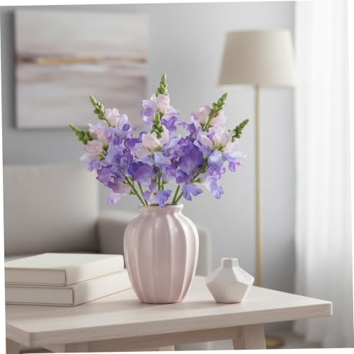 Flores artificiales Delphinium moradas pack de 6 varas altas de seda de 40 cm para jarrones 5