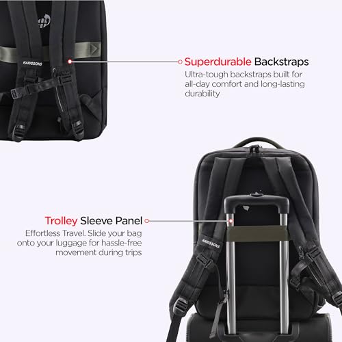Image of HARISSONS Stratos 35L Business Travel Laptop Backpack | Fits 15.6 inch Laptop | Water-Resistant | USB Port | Rain Cover | Anti-Theft Pocket | Work, Commute & Travel |