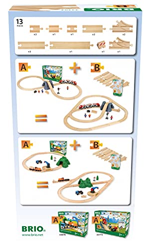 Brio World - 33394 Starter Track Pack | 13Piece Wooden Train Tracks For Kids Ages 3 & Up #TOP5