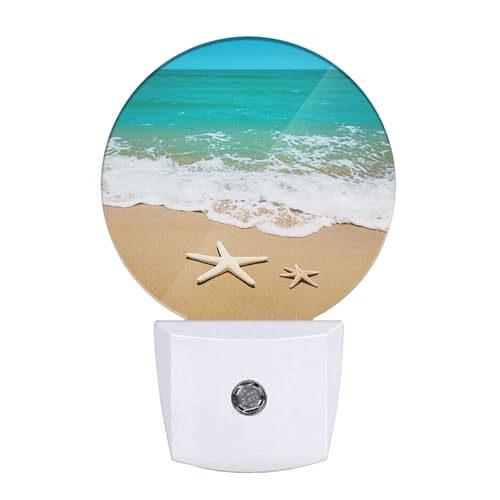 Image of EKOBLA Ocean Night Light, Beach Sand and Wave Night Lights Plug Into Wall with Dusk to Dawn Sensor, 0.5W for Women and Kids
