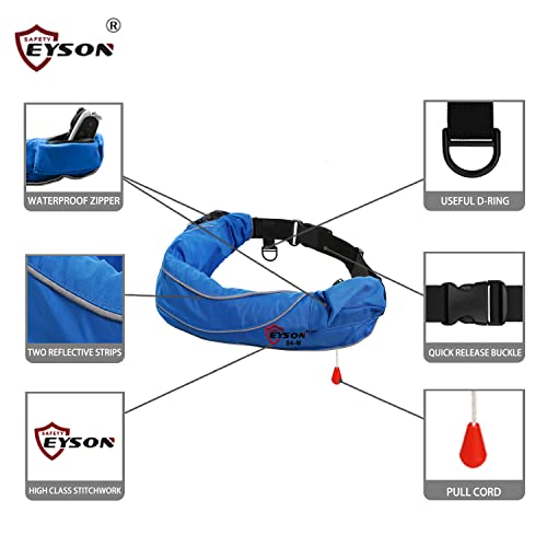 Eyson Inflatable Life Jacket Life Vest Life Ring Belt Pack Waist Bag Manual (600 Blue) #TOP3
