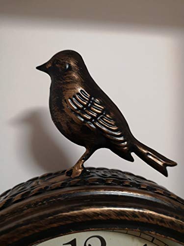 Shisedeco Vintage Cottage Metal Table Clock With Bird, Retro Mantel/European Wrought Iron Metal Industrial Quartz Desk & Shelf Clock (F) #TOP7