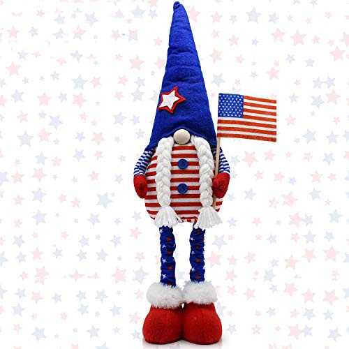 Patriotic Gnome Tomte for 4th of July American Independence Day Gift, President Election Veterans Day Handmade Decoration Gnome, Memorial Day Elf Dwarf Scandinavian Ornaments Home Tiered Tray Decor