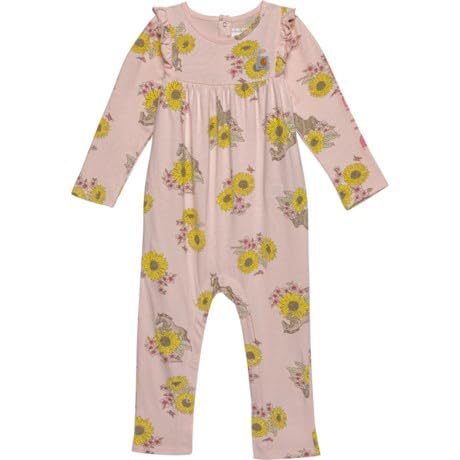 Carhartt Baby Long Sleeve Ruffle Printed Coverall, Rose Quartz - 24 Month