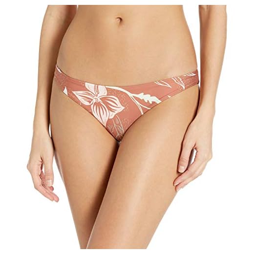 Hurley Women's Apparel Quick Dry Domino Reversible Surf Bikini Bottom, Dusty Peach, L