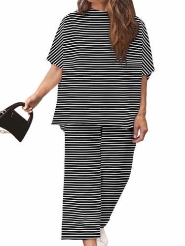 Image of Women's Plus Size 2 Piece Outfits Batwing Sleeve Top Wide Leg Lounge Set | Crew neck top, Cozy 2 piece lounge set, Casual