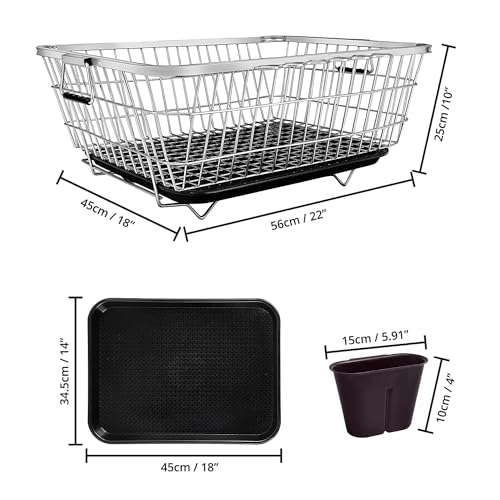 Image of RADIANT Basket Drainer & Dish Drainer Basket for Kitchen /Utensil Stand for Kitchen /Dish Drying Rack with Drainer /Bartan Stand /Dish Rack (Large)