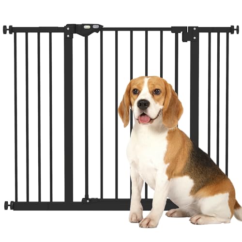 PawHut Cancellino per Cani e Animali Domestici 2 Estensioni Larghezza Regolabile Fino 100 cm e Chiusura Automatica, Nero