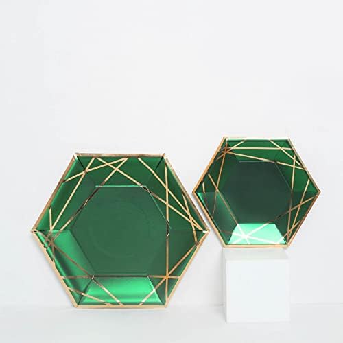 Efavormart 25 Pack 7" Hunter Emerald Green/Gold Hexagon