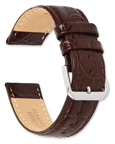 deBeer - Alligator Grain Leather Replacement Watch Band Strap - Extra Long Length - 8.75