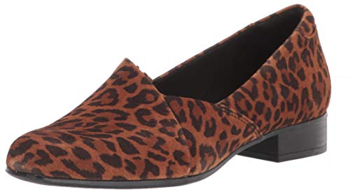Clarks Women s Juliet Palm Loafer, Dark Tan Leopard Print Suede, 9.5