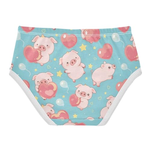 Wusikd Cute Pink Piglets Girls' Underwear Cotton Heart-shaped Stars Girls Briefs Soft Toddler Underwear 2T2