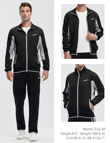 Image of Rdruko Men's Athletic Casual Tracksuit 2 Piece Full Zip Jacket Sweatsuit Outfit Jogger Fleece Set