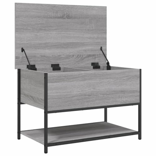 Banco con espacio de almacenamiento de diseño moderno en madera gris Sonoma 7
