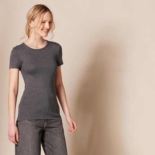 Image of Amazon Essentials Women's Slim-Fit Short-Sleeve Crewneck T-Shirt, Pack of 2