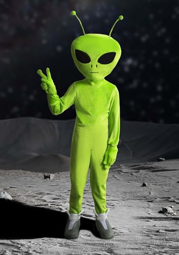 Disfraz infantil alienígena verde con capucha y guantes miniatura 2
